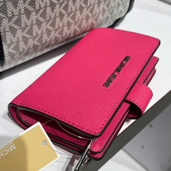 Michael Kors Medium Saffiano Leather Bifold WalletNWT Dragonfruit